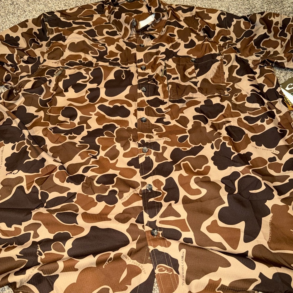 NWT Drake Men's Old School 8-Shot Flyweight Shirt 3XL